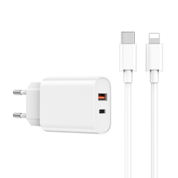 Блок WIWU USB-C 20Вт + Кабель USB-C - Lightning White
